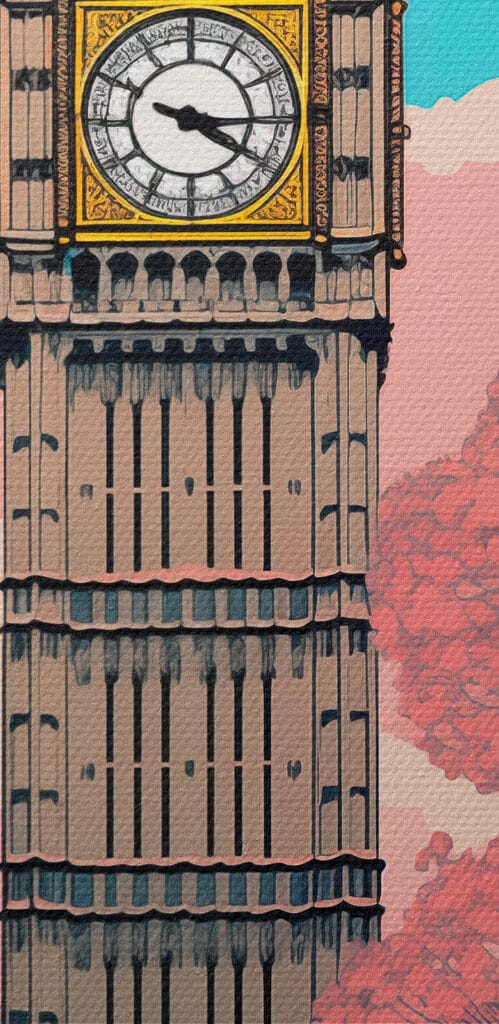 Clock tower with a lamp post and trees Clock tower with a lamp post and trees