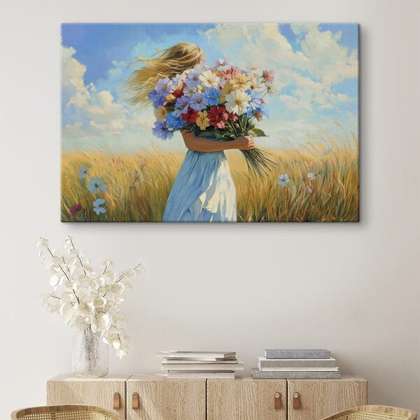 Woman holding a bouquet of flowers