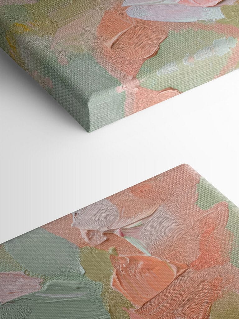 Soft pastels blend on textured canvas