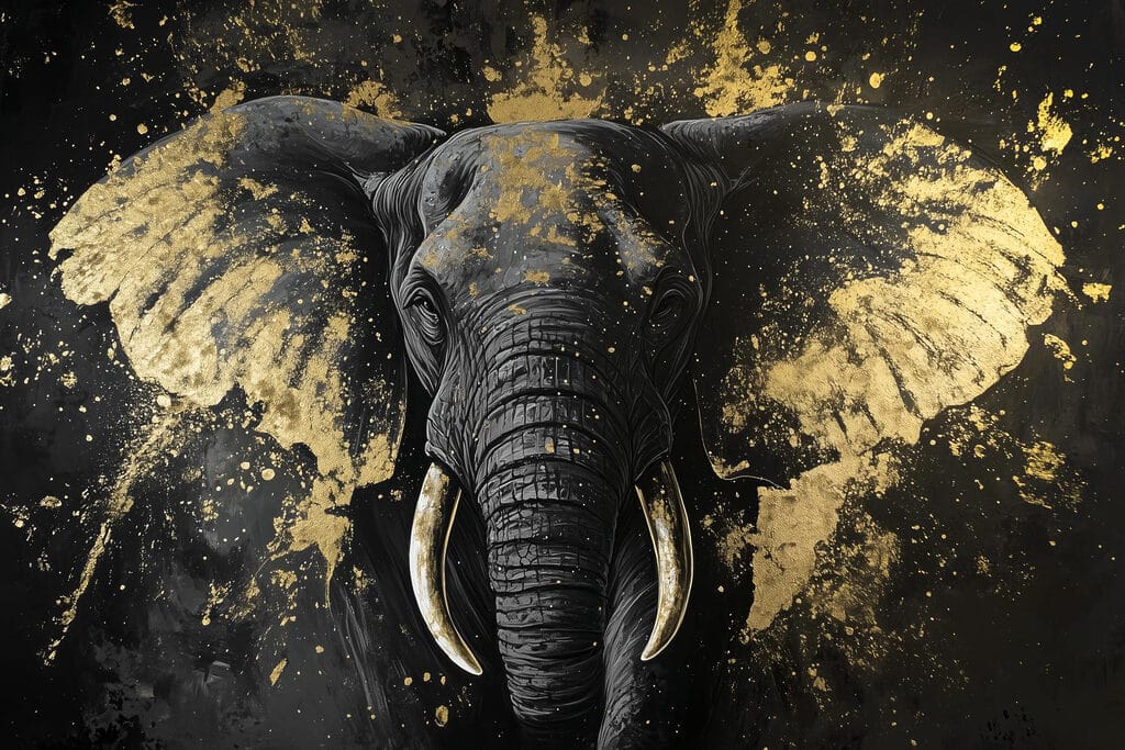 Majestic elephant portrait in art