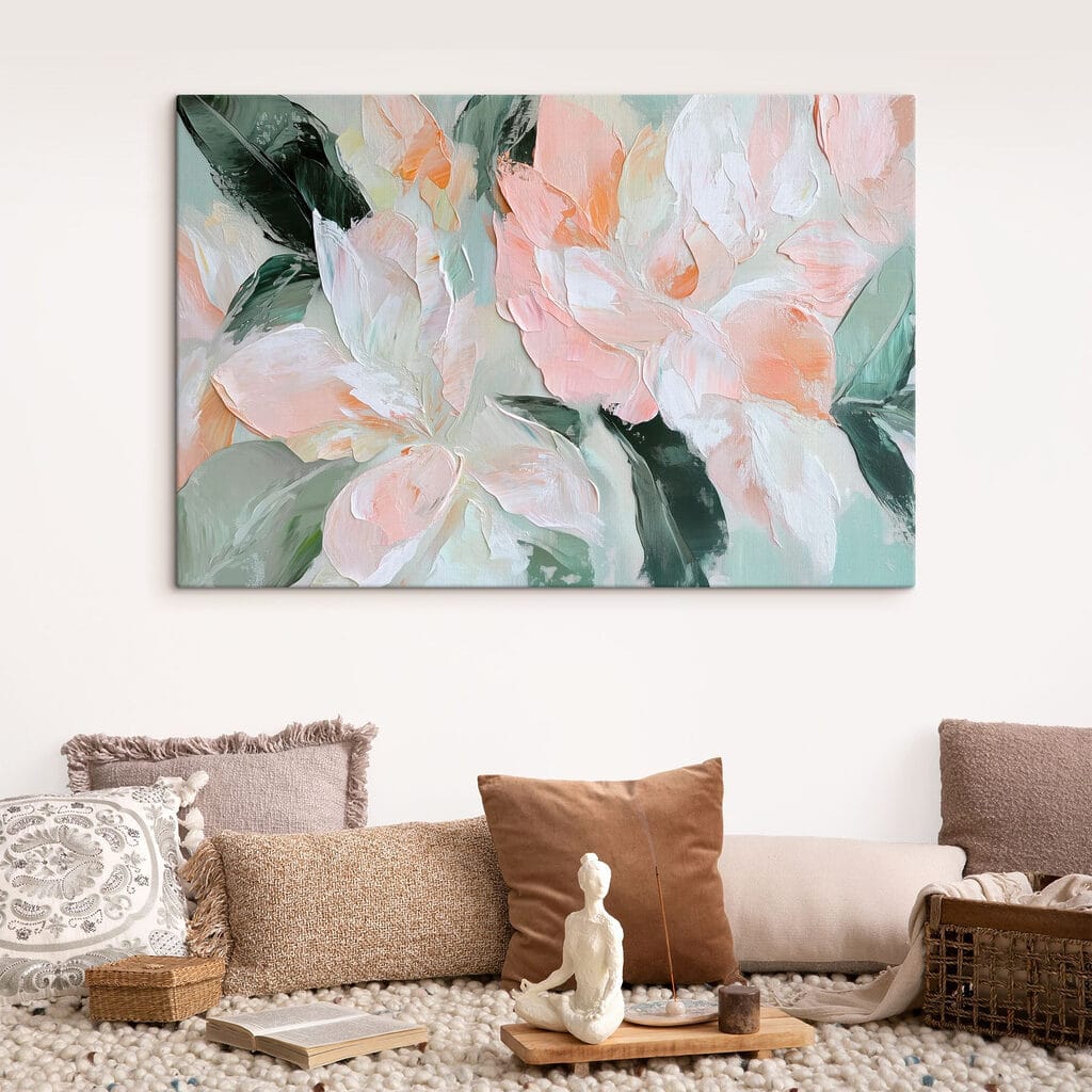 Painting of flowers on a canvas
