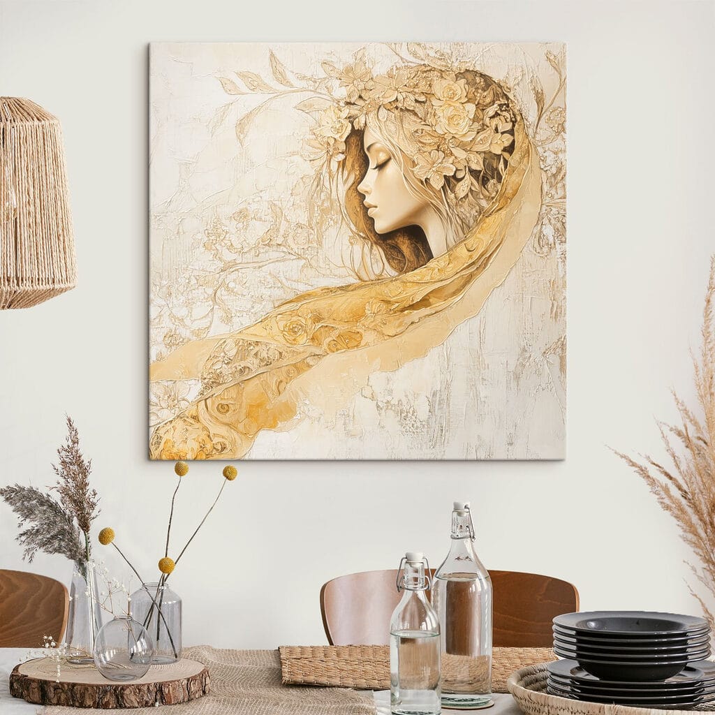 Painting of a woman with flowers in her hair