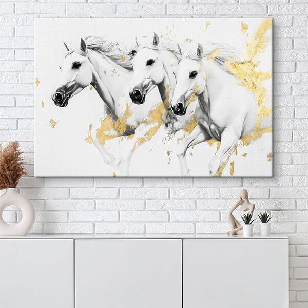 Group of white horses running Group of white horses running