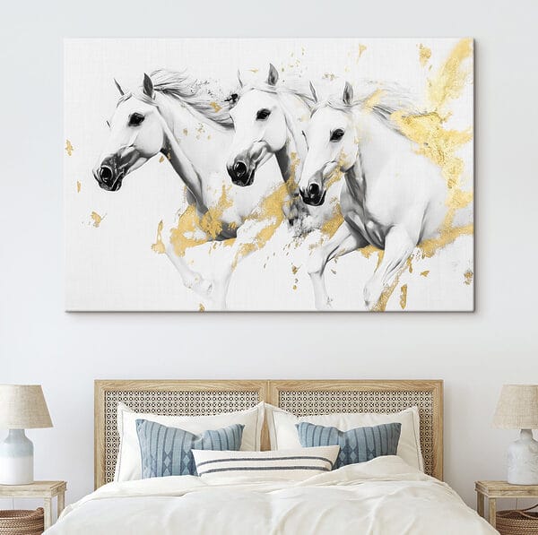 Group of white horses running Group of white horses running