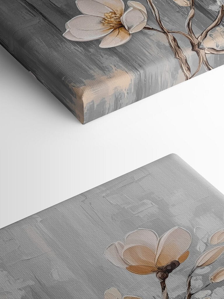 Painting of flowers on a grey background
