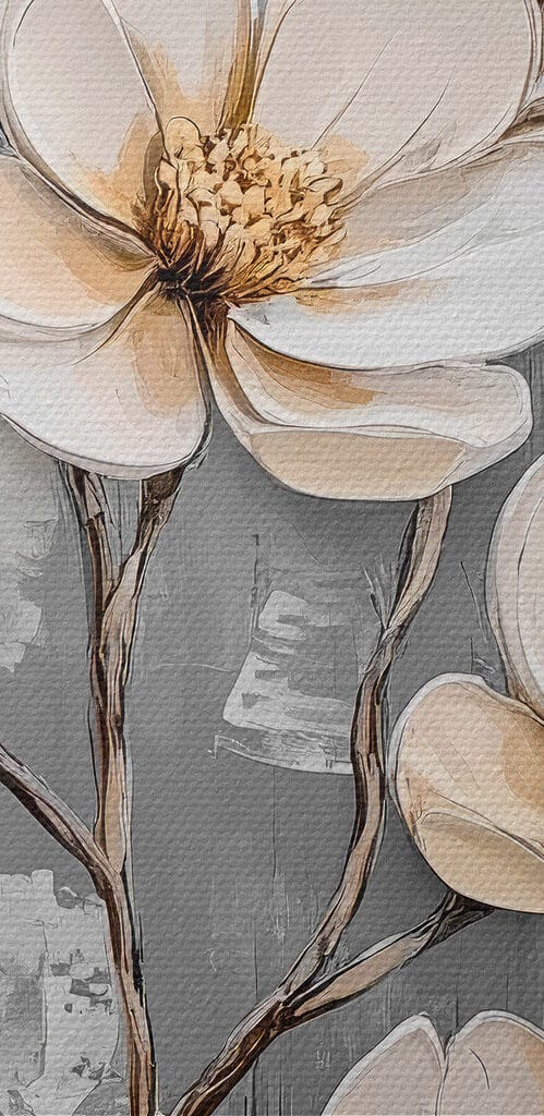 Painting of flowers on a grey background