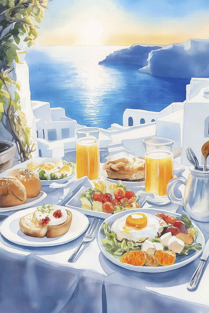 Table with food on it and drinks on it