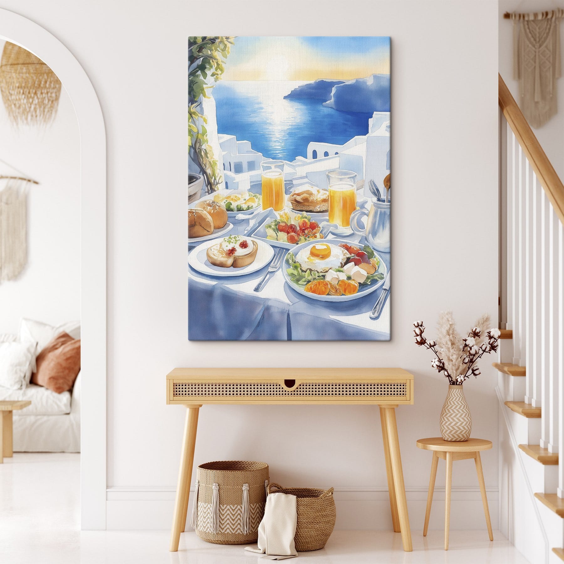 Table with food on it and drinks on it