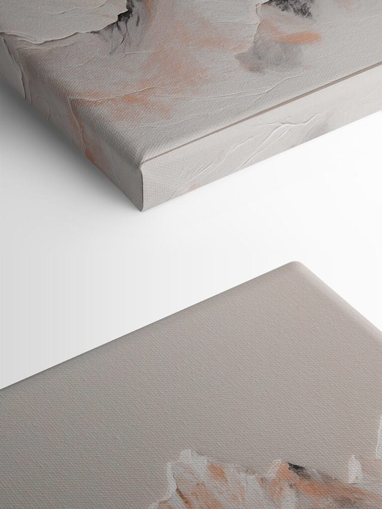 Painting of mountains with white and brown colors Painting of mountains with white and brown colors