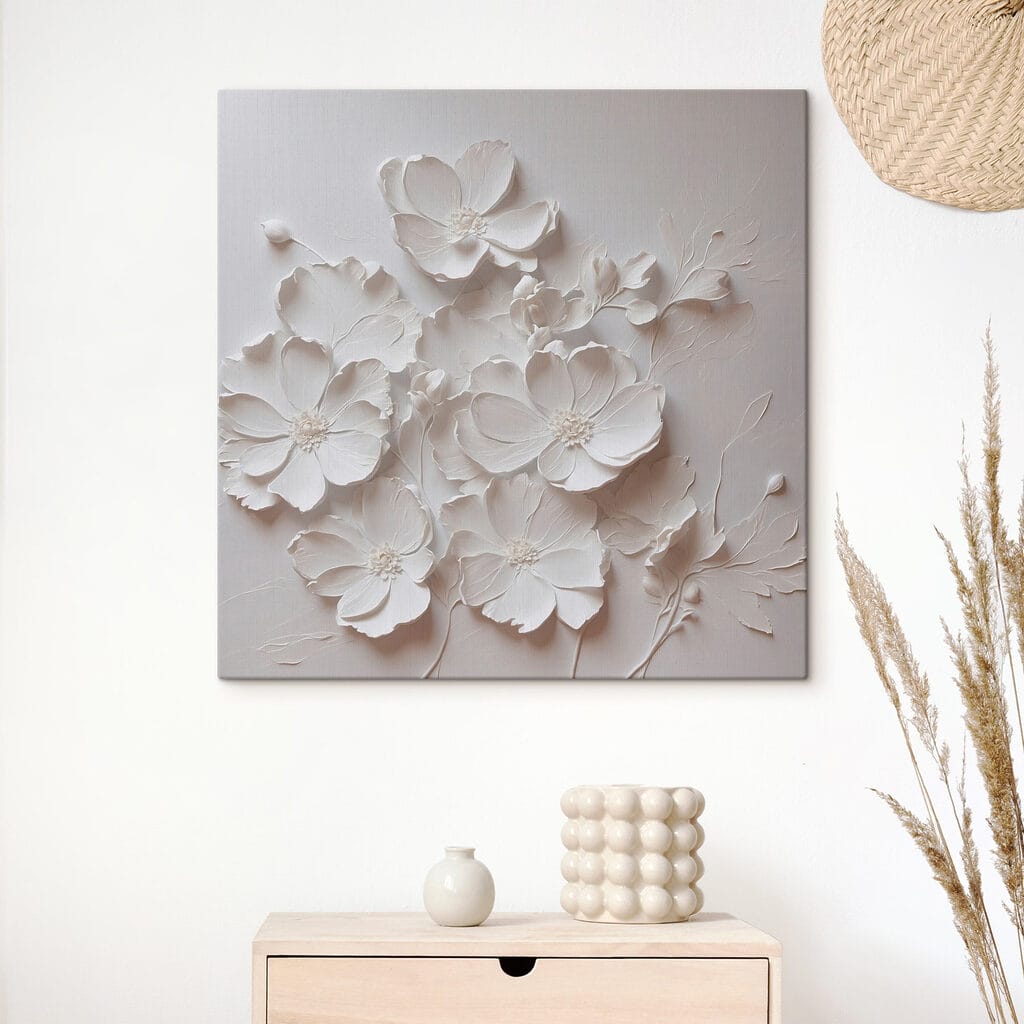 White flower on a white surface White flower on a white surface