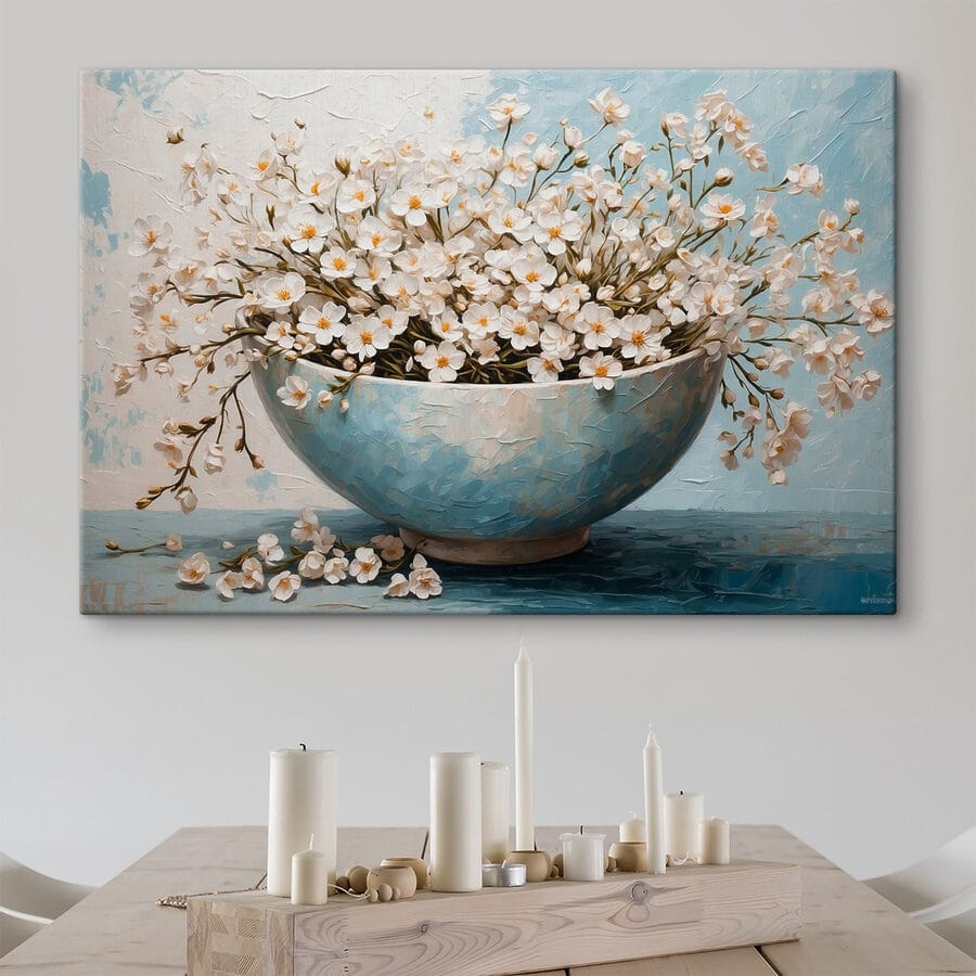 Painting of flowers in a bowl Painting of flowers in a bowl