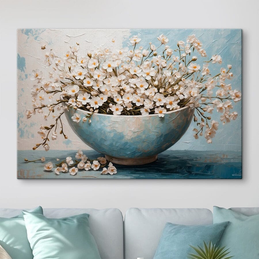 Painting of flowers in a bowl Painting of flowers in a bowl