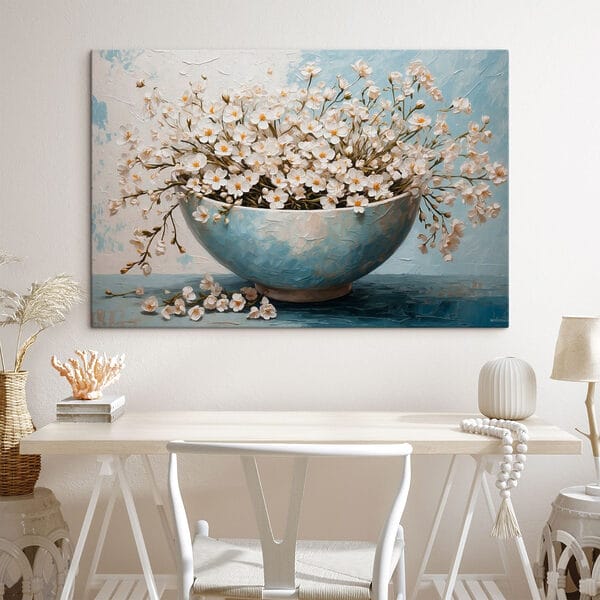 Painting of flowers in a bowl Painting of flowers in a bowl