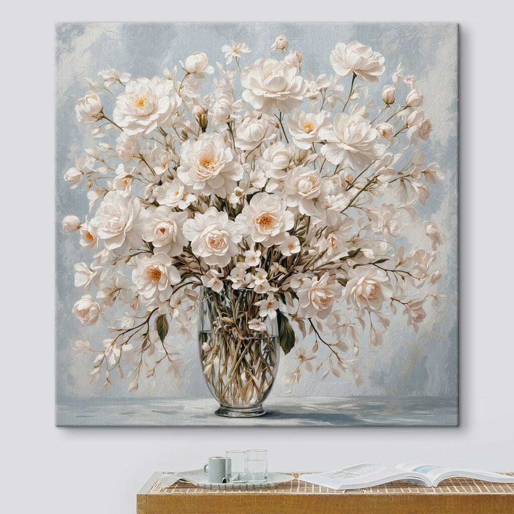 Vase of white flowers