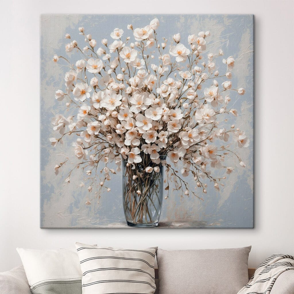 Vase of white flowers