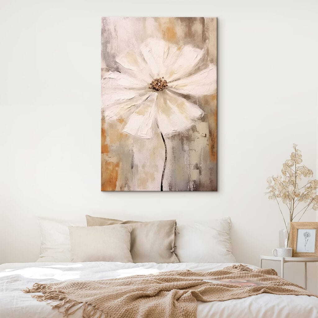 White flower with brown center