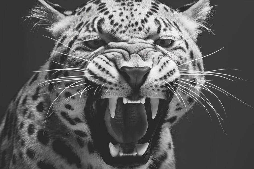 Fierce roar of a majestic predator