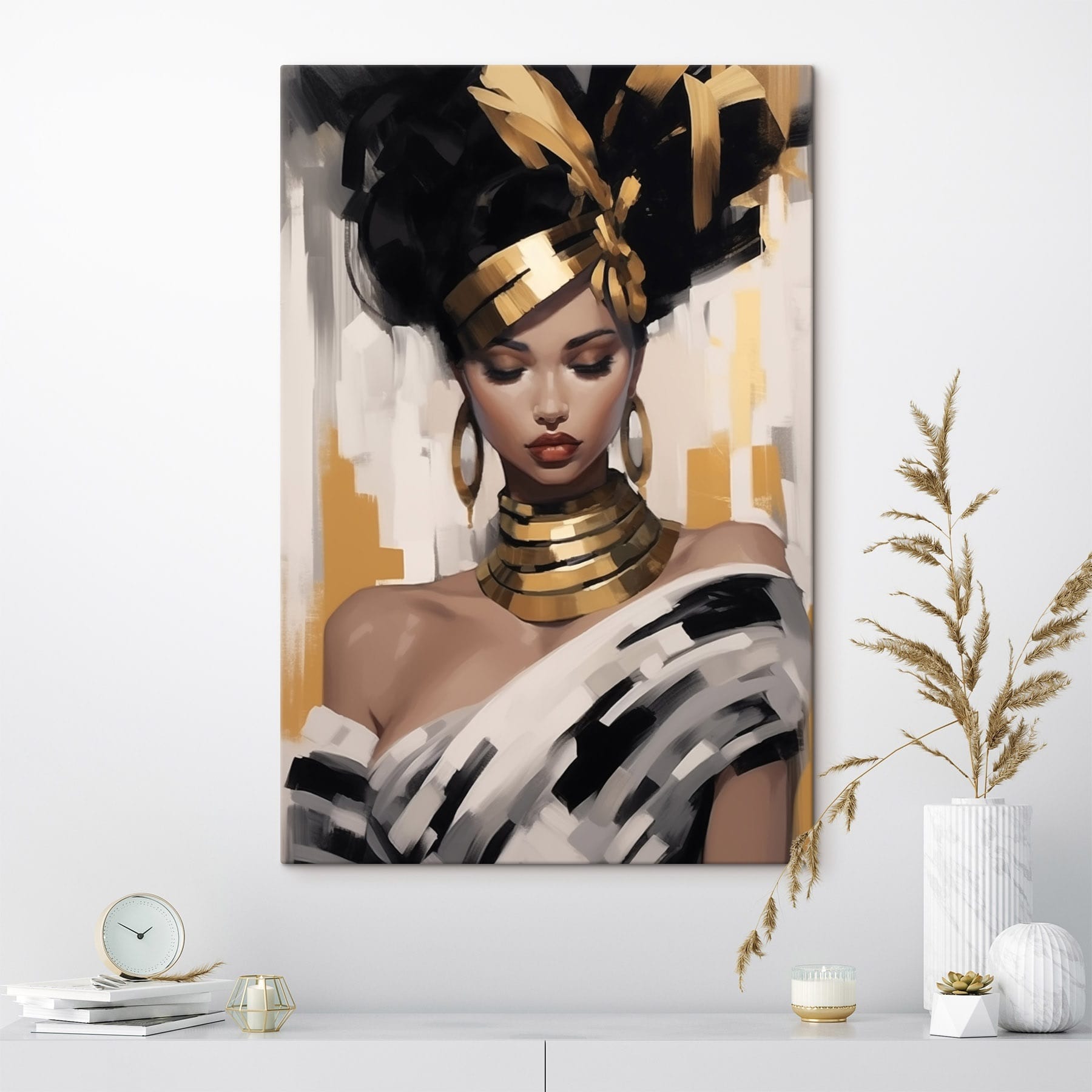 Elegant beauty in striking attire