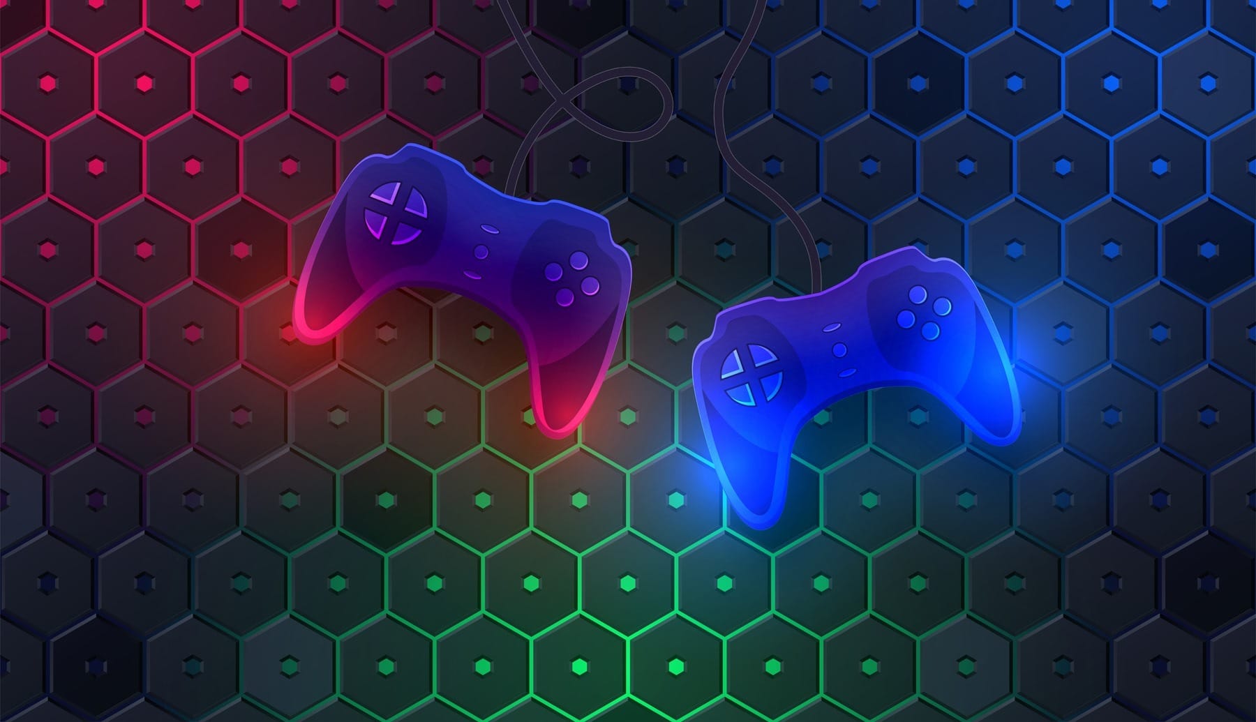 Game controller on a hexagon background