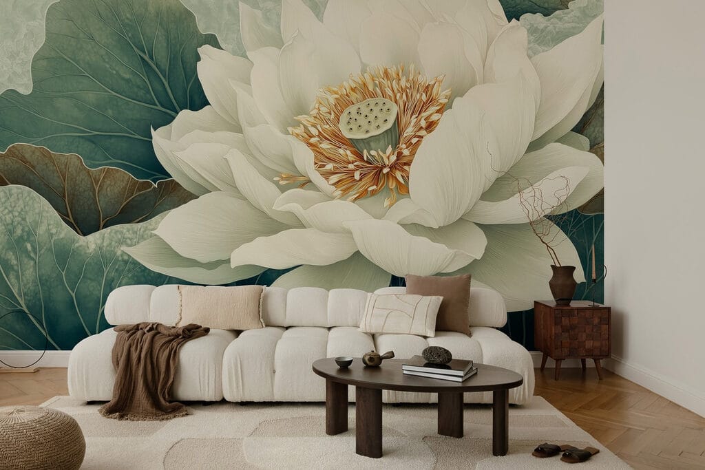 White flower with green leaves