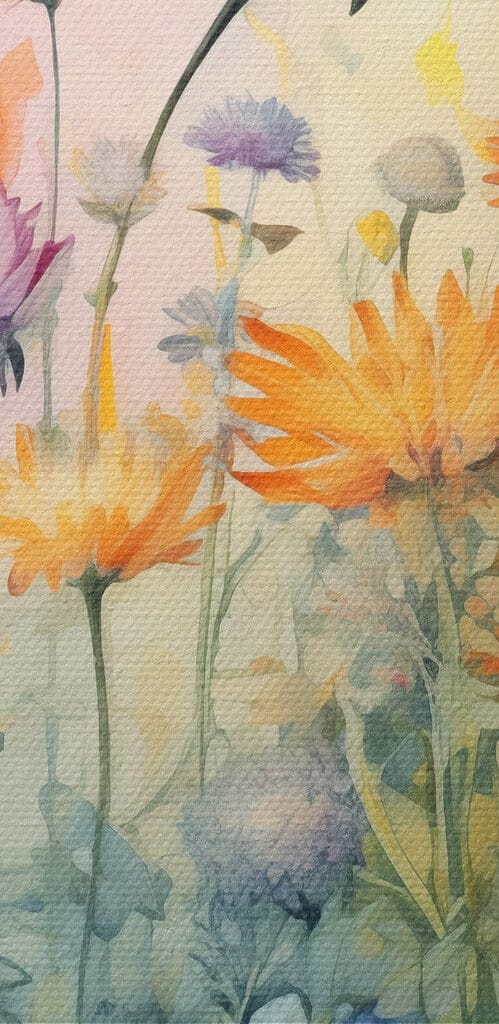Painting of flowers in a field