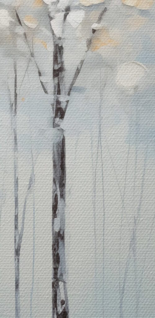 Painting of trees in a lake