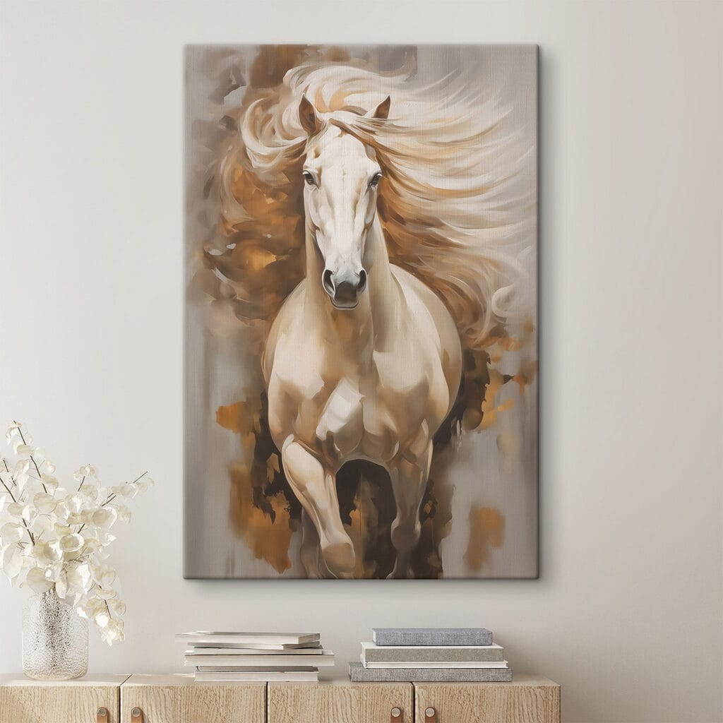 Painting of a horse with a long mane Painting of a horse with a long mane