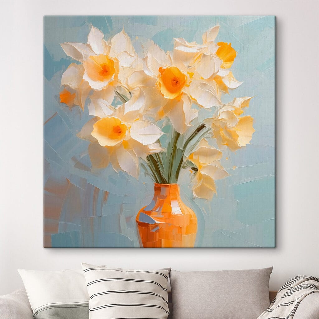 Yellow and white flowers in a vase