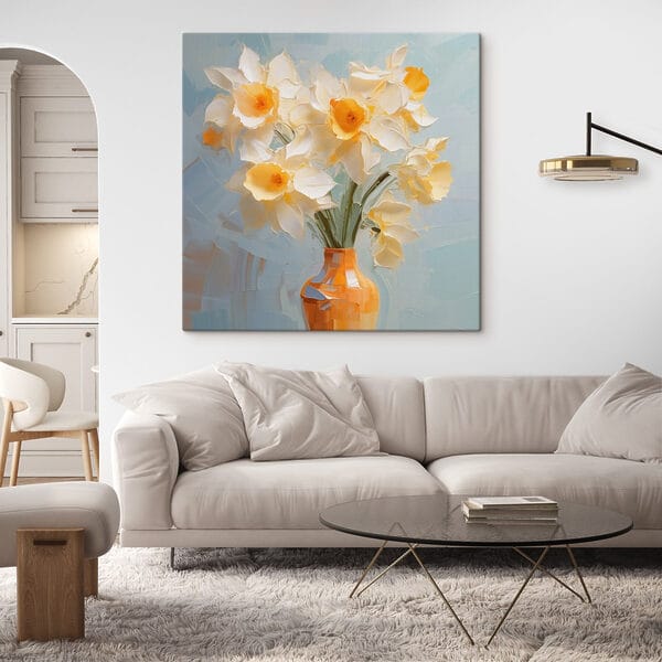 Yellow and white flowers in a vase