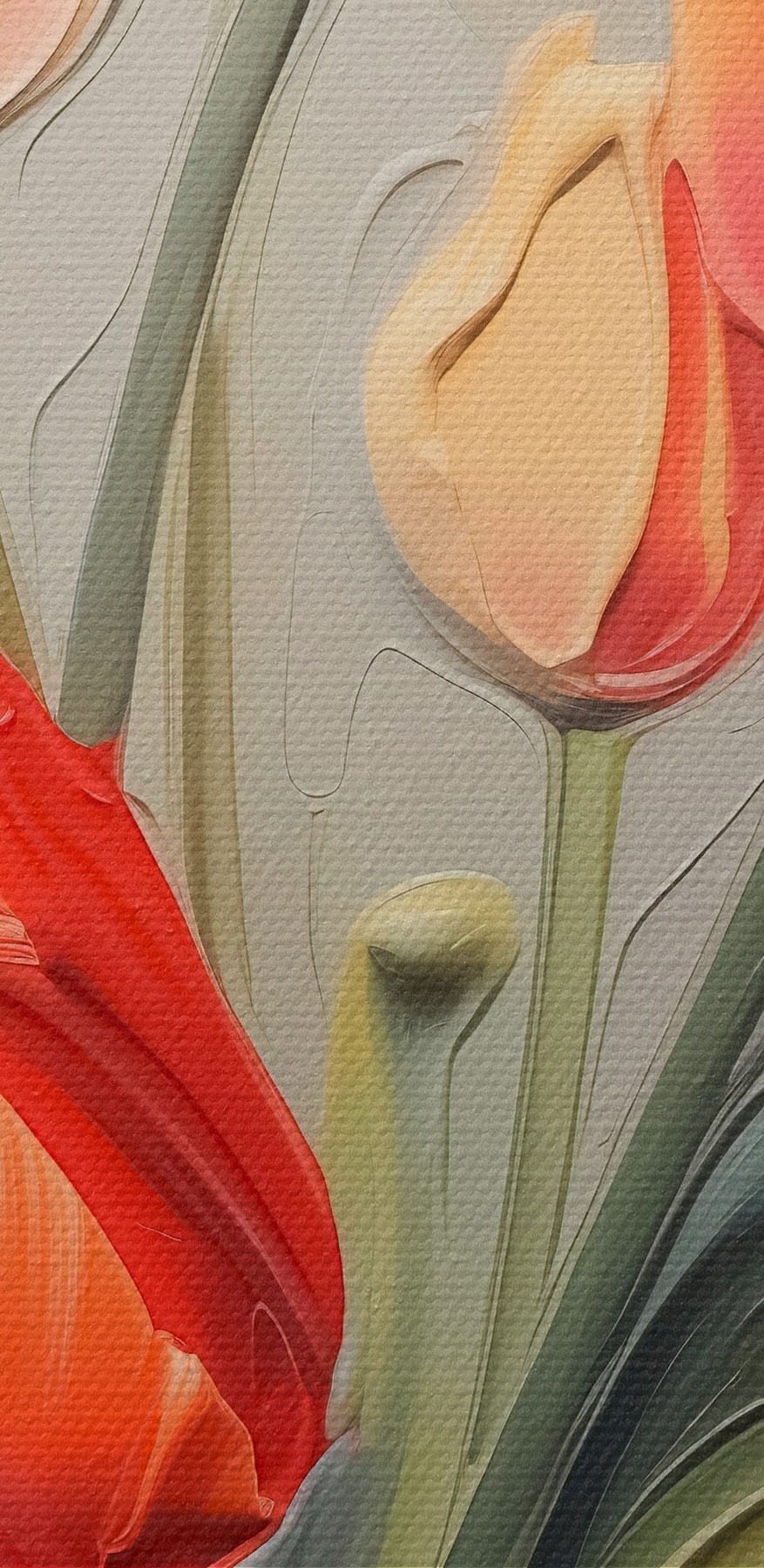 Malba tulipánů na šedém pozadí Malba tulipánů na šedém pozadí