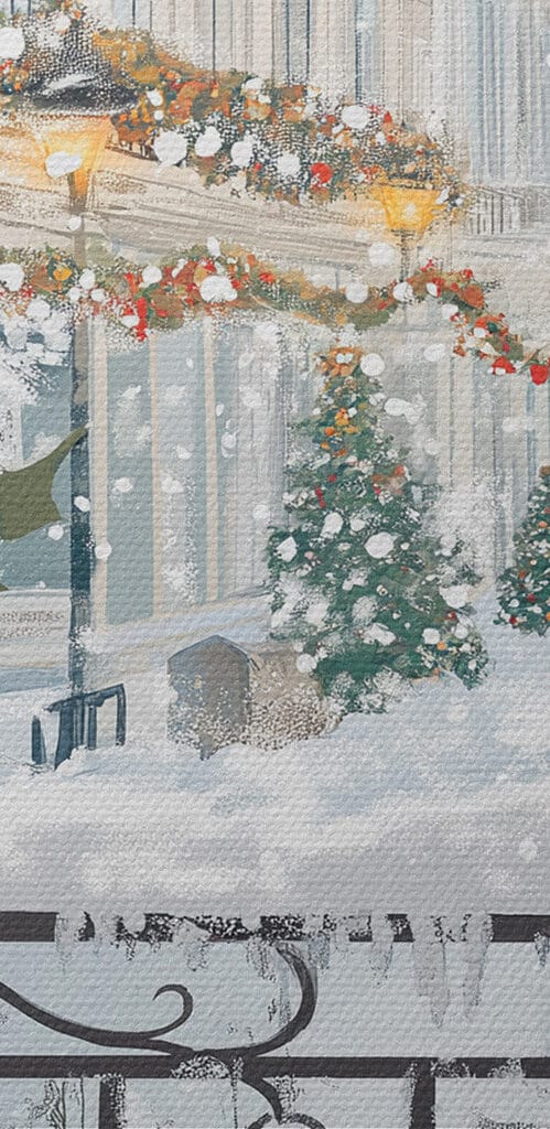 Couple of cups of coffee on a balcony with snow and buildings Couple of cups of coffee on a balcony with snow and buildings