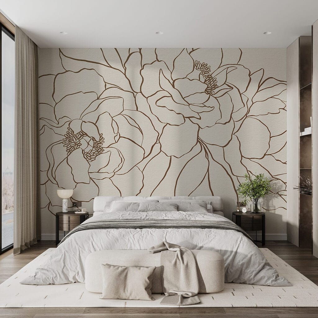 Drawing of flowers on a white surface
