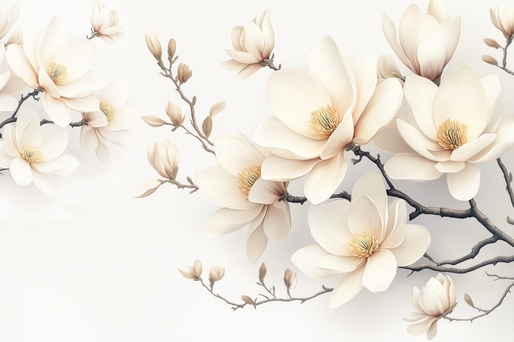 Delicate blooms in soft white hues Delicate blooms in soft white hues