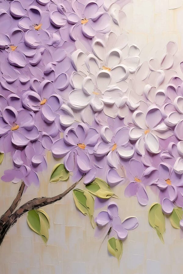 Painting of flowers on a white surface Painting of flowers on a white surface