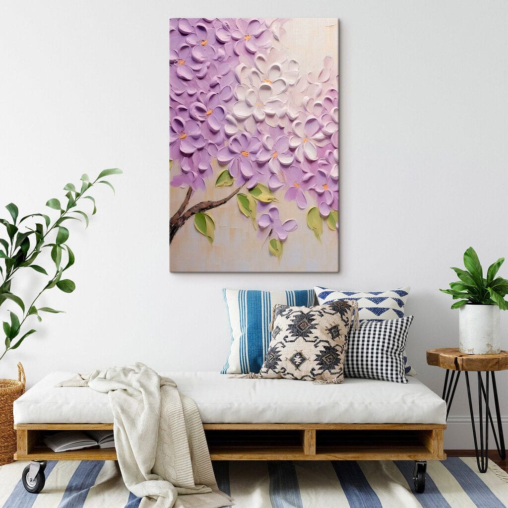 Painting of flowers on a white surface Painting of flowers on a white surface