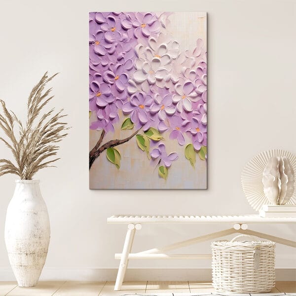 Painting of flowers on a white surface Painting of flowers on a white surface
