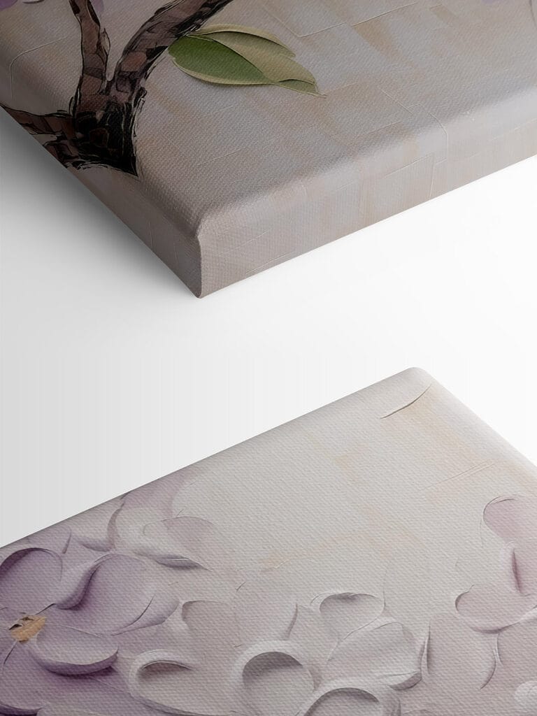 Painting of flowers on a white surface Painting of flowers on a white surface