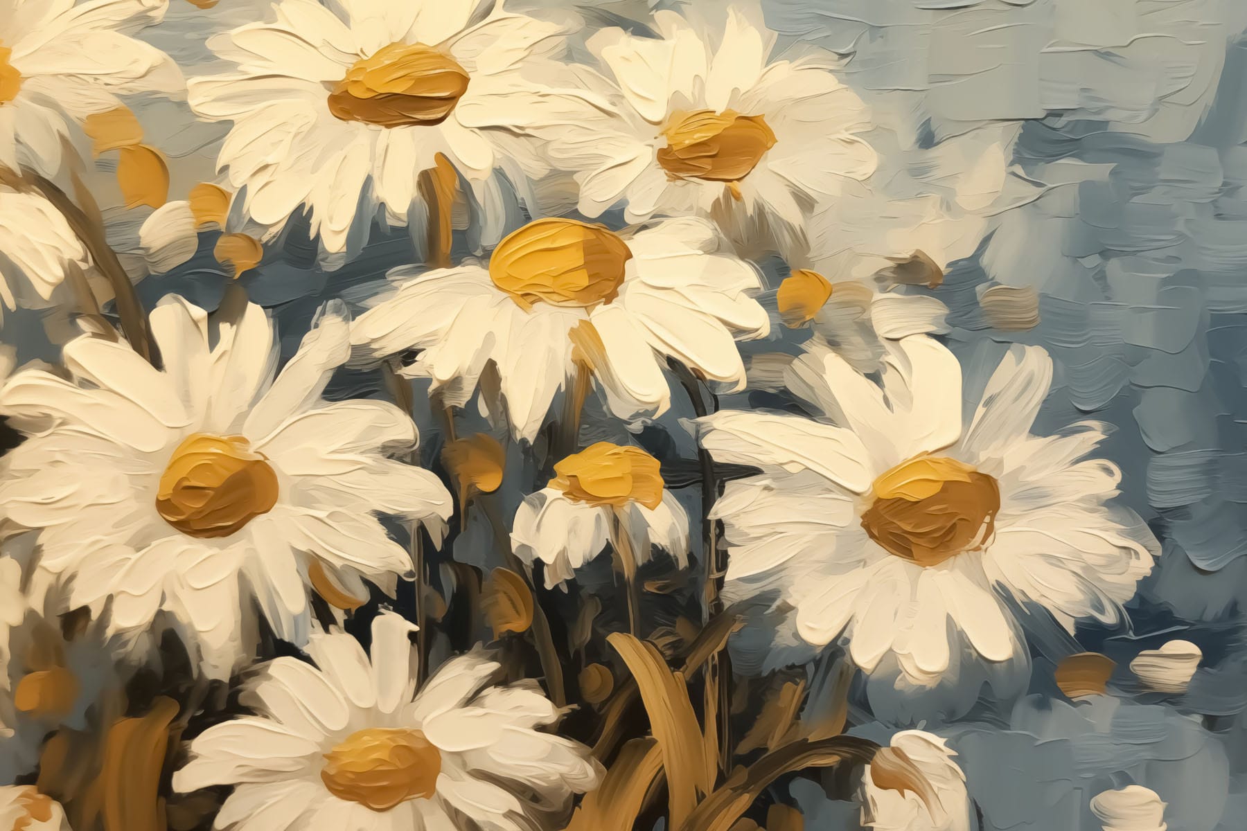 Painting of white and yellow flowers