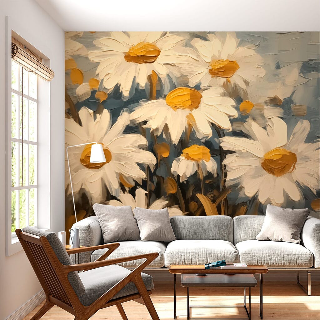 Painting of white and yellow flowers