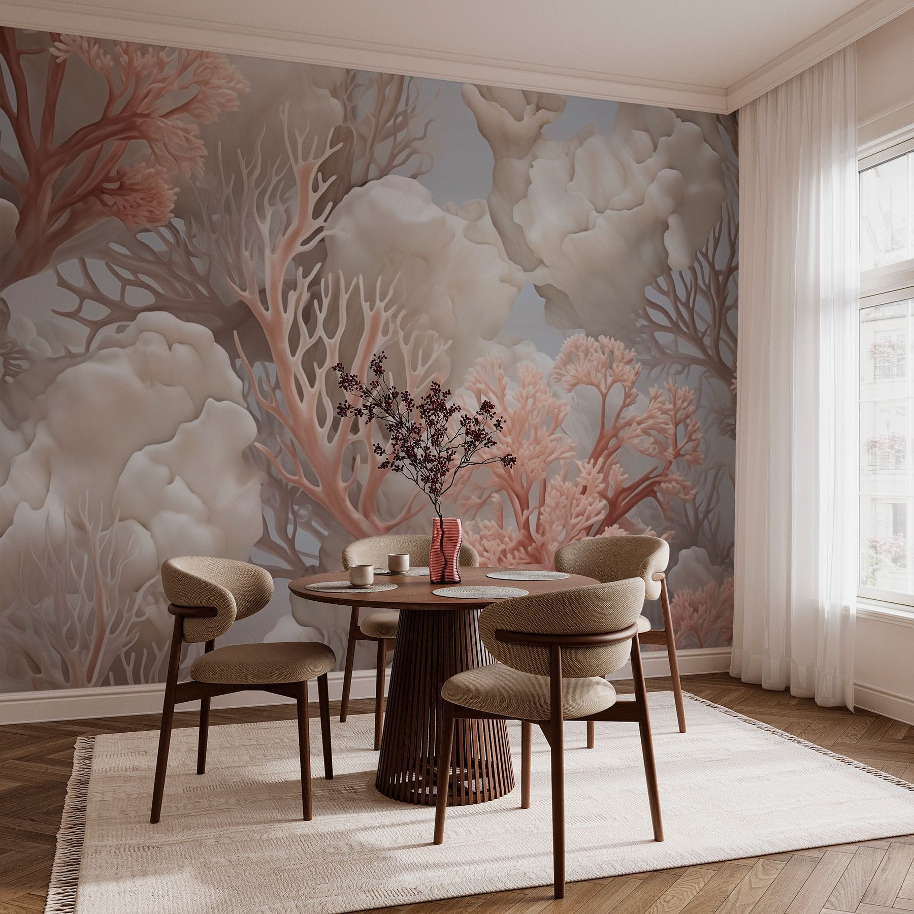 Soft coral textures in serene hues