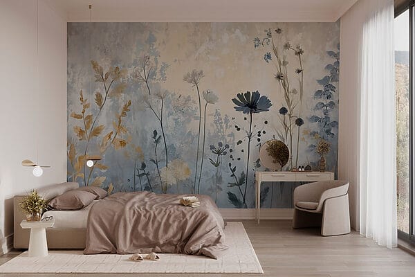 Painting of flowers on a wall Painting of flowers on a wall