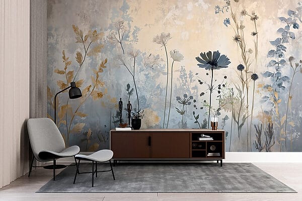 Painting of flowers on a wall Painting of flowers on a wall