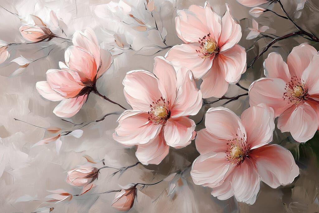 Painting of pink flowers
