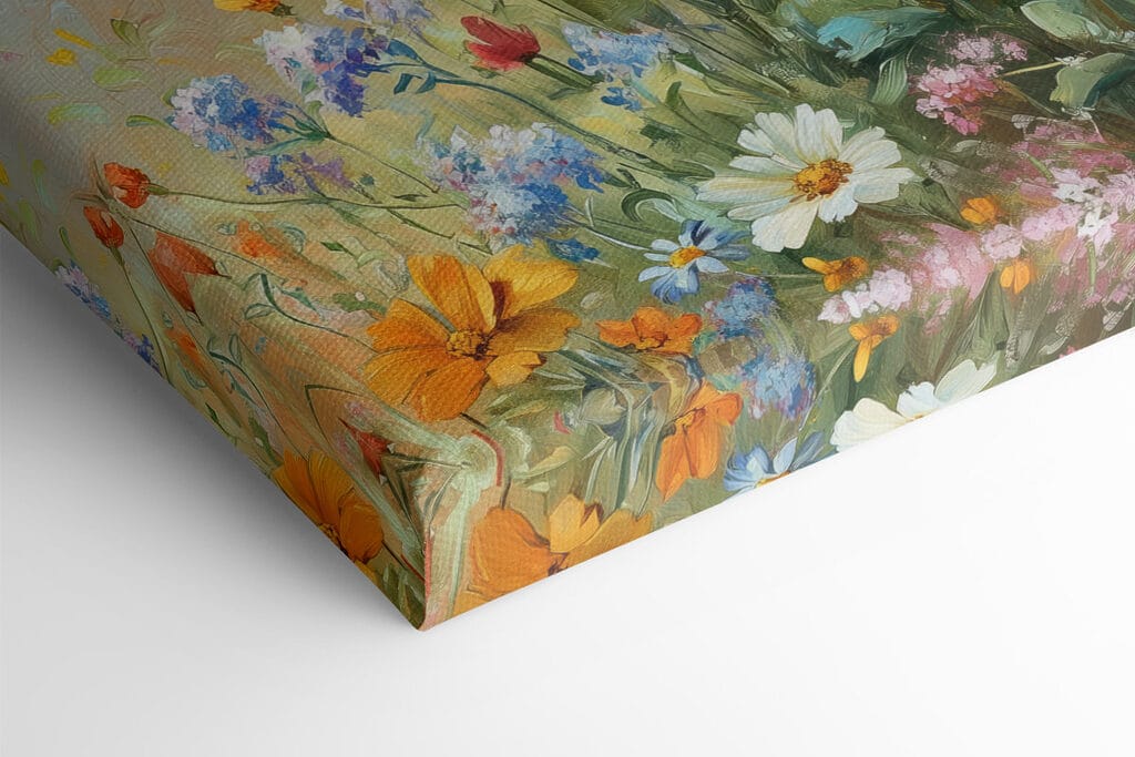 Painting of flowers in a field