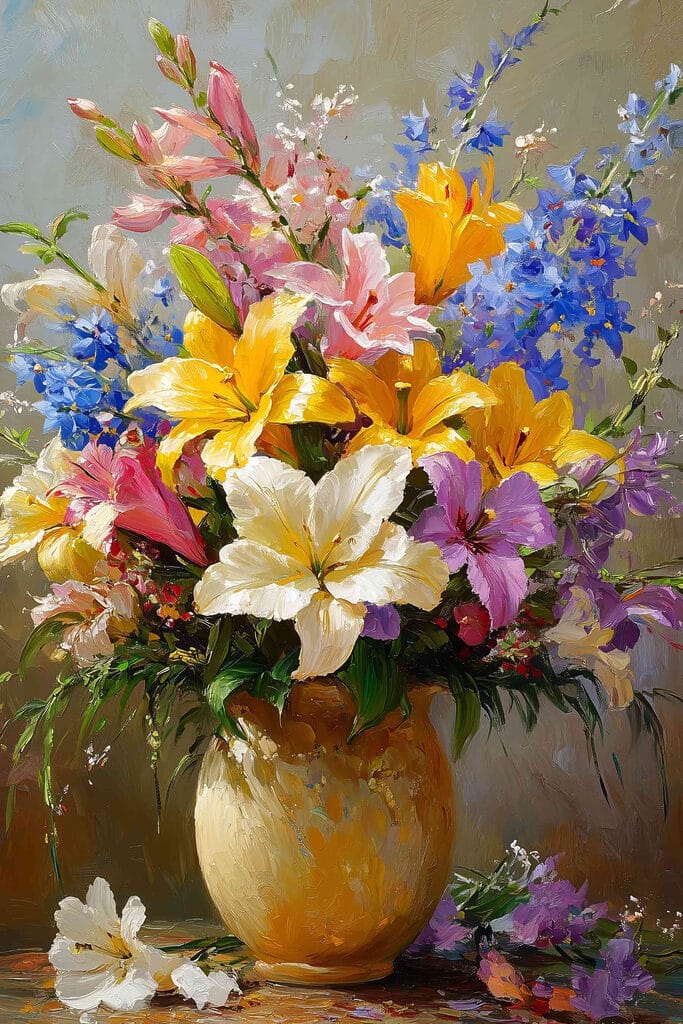 Painting of flowers in a vase