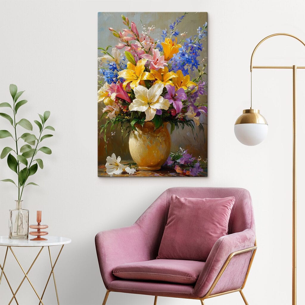 Painting of flowers in a vase