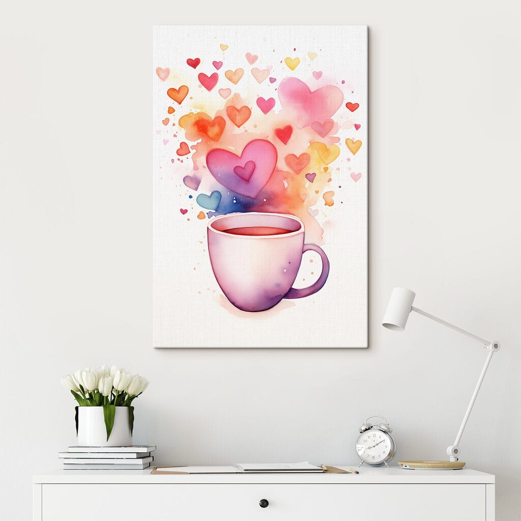 Cup of tea with hearts