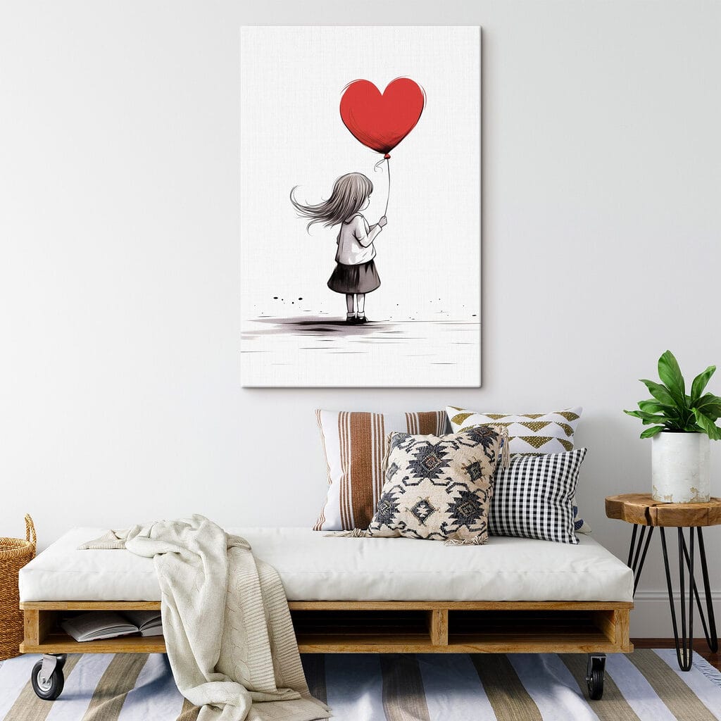 Girl holding a heart shaped balloon