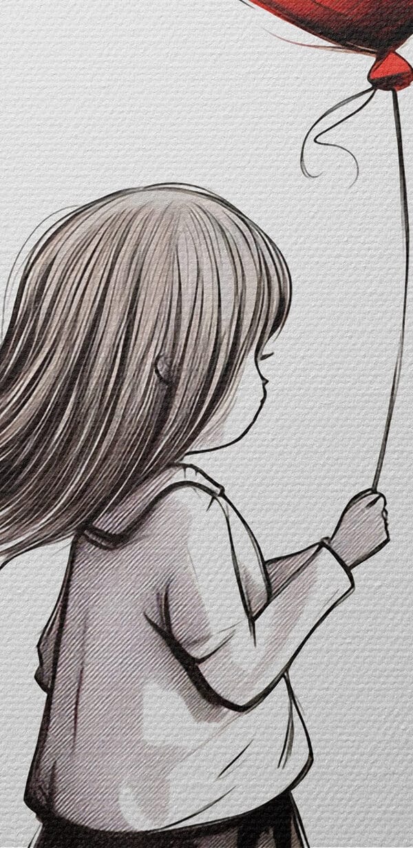 Dívka držící balónek ve tvaru srdce Dívka držící balónek ve tvaru srdce