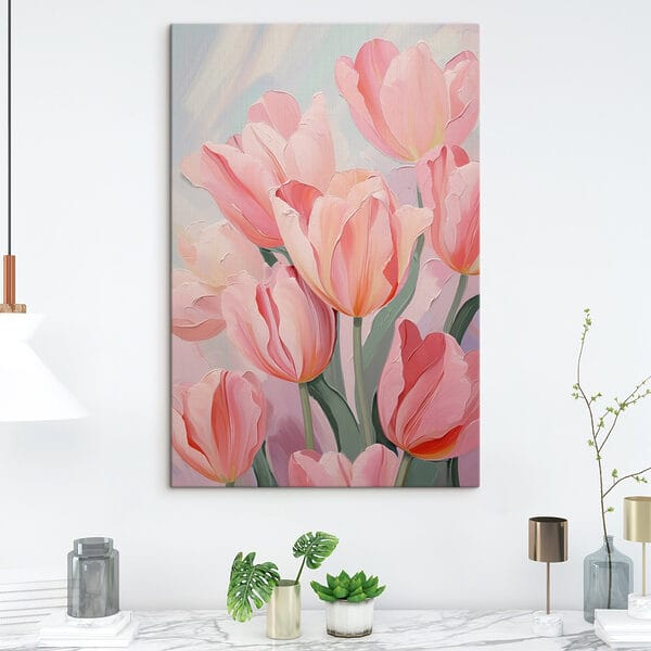 Rozkvetlé jemně růžové tulipány Rozkvetlé jemně růžové tulipány